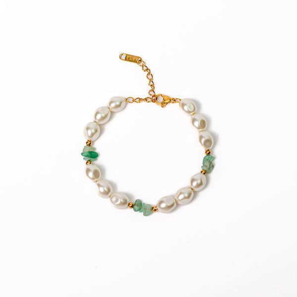 Pearl and Green Stone Bracelet