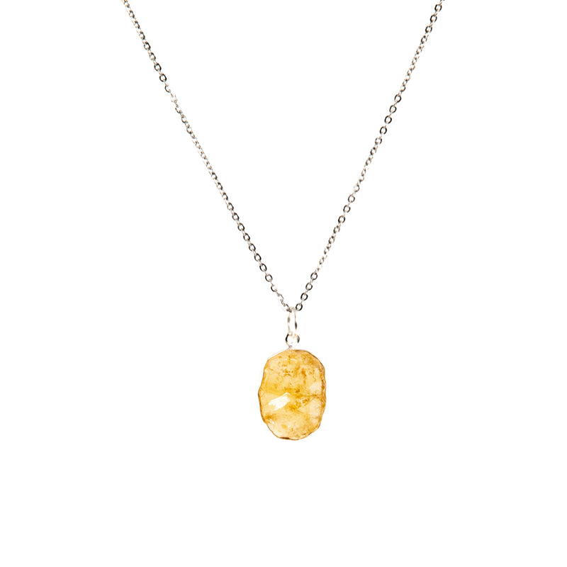 Stone of Happiness Necklace - Citrine - (Silver / Gold Plated)