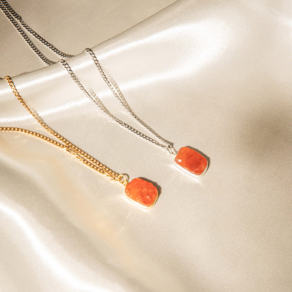 Stone of Ambition - Curban Chain - Carnelian - Silver / Gold Plated