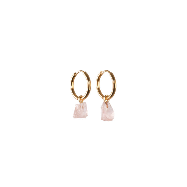 Stone of Love Ear Hoops Small - Rose Quartz - Silver / Gold Plated