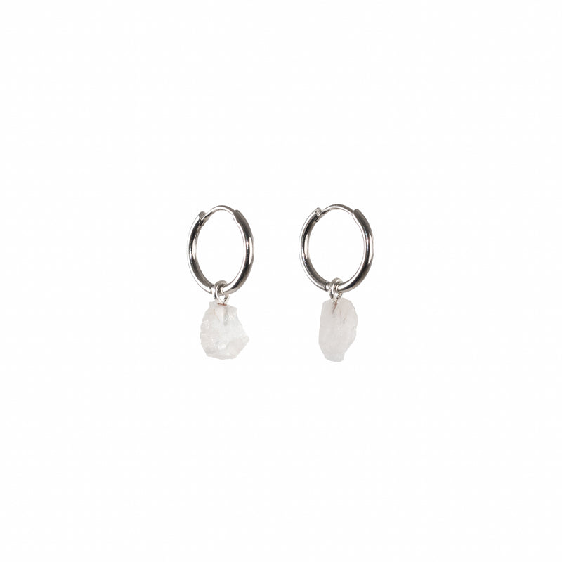 Stone of Intuition Ear Hoops Small - Moonstone - Silver / Gold Plated