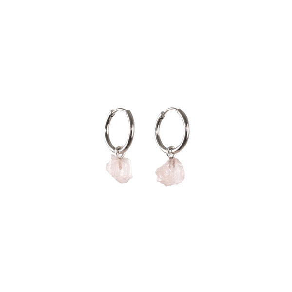 Stone of Love Ear Hoops Small - Rose Quartz - Silver / Gold Plated