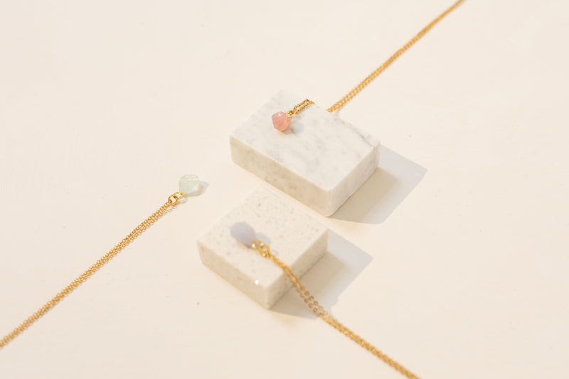 Stone of Love Necklace - Rose Quartz - Simple - (Silver / Gold Plated)