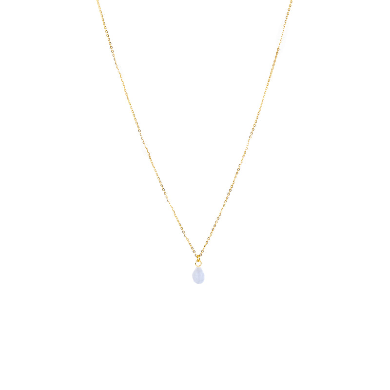 Stone of Calmth Necklace - Blue Lace Agate - Simple - (Silver / Gold Plated)