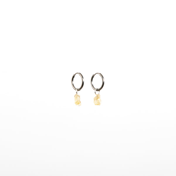 Stone of Happiness Ear Hoops Small - Citrine - (Silver / Gold Plated)