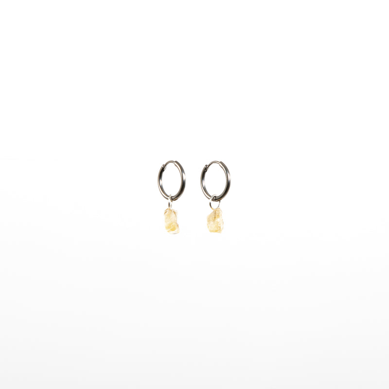 Stone of Happiness Ear Hoops Small - Citrine - (Silver / Gold Plated)