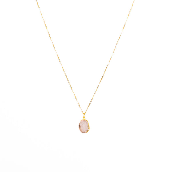 Stone of Love Necklace - Rose Quartz (Gold Plated)