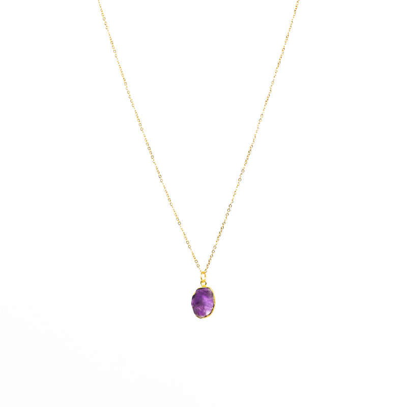 Stone of Protection Necklace - Amethyst (Gold Plated)