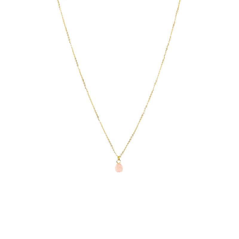 Stone of Love Necklace - Rose Quartz - Simple - (Silver / Gold Plated)
