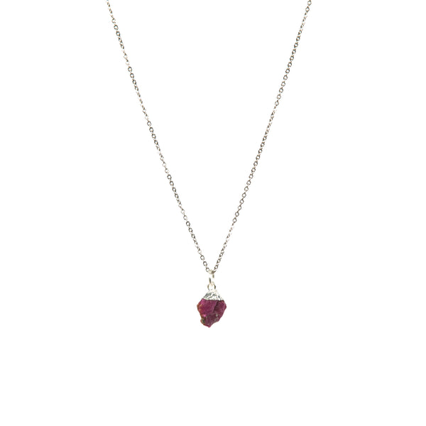 Stone of Passion Necklace - Ruby - Small - (Gold Plated or Silver)