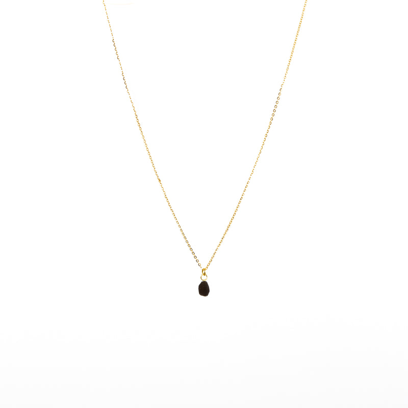Stone of Serenity Necklace - Smokey Quartz - Simple - (Silver / Gold Plated)
